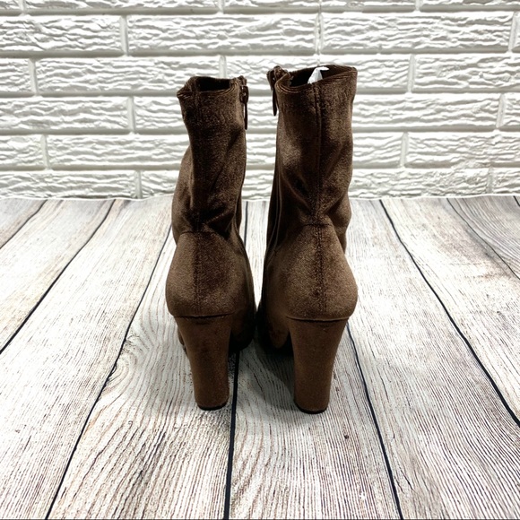 Forever Brown Velvet Dasia Calf Length Boots - Picture 5 of 6